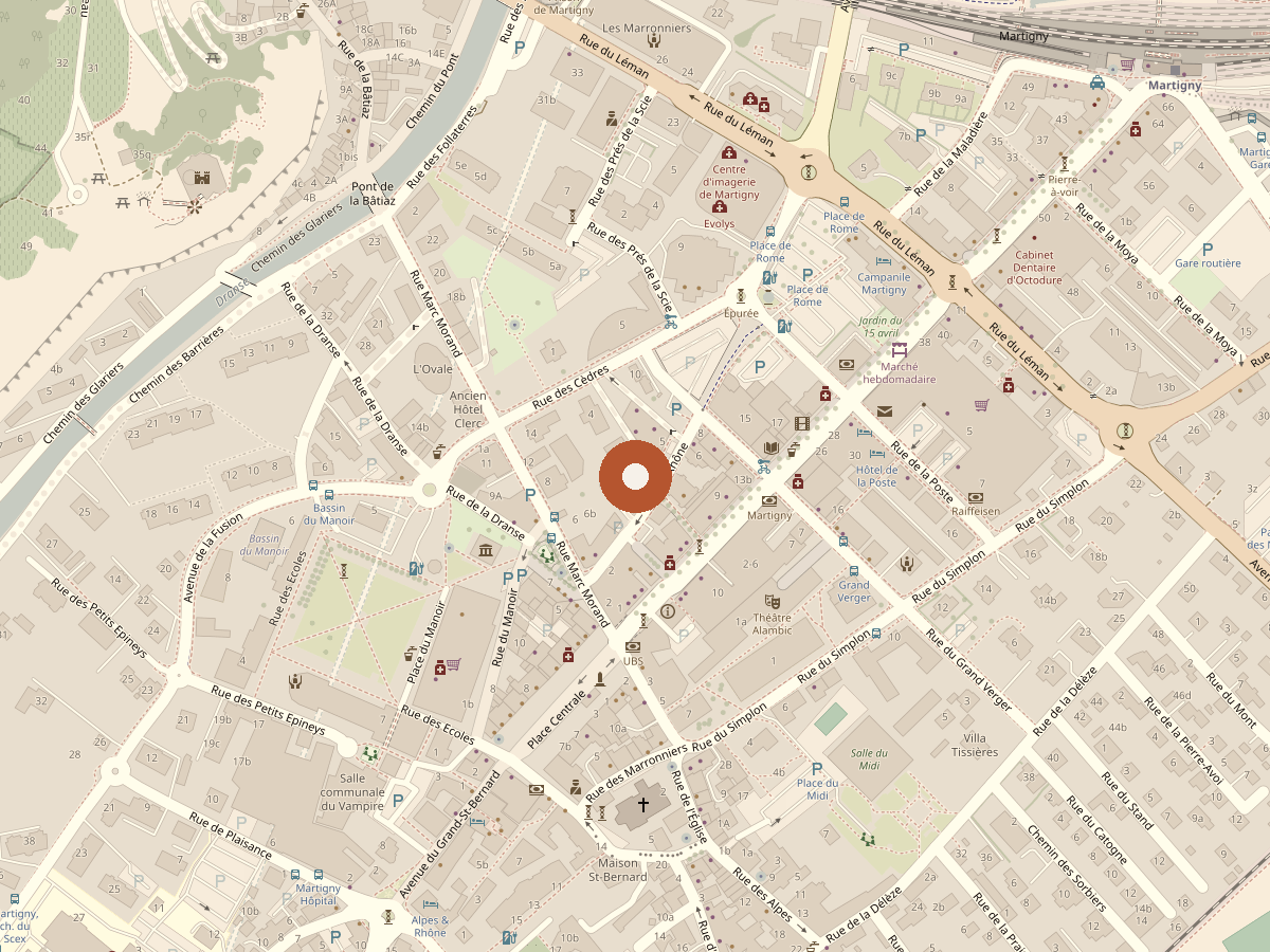 Plan d'accès : Rue du Rhône 3, Martigny